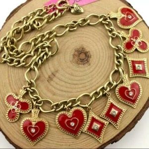 ❤Betsey Johnson POKER Necklace! *adjustable chain* Hand Painted FREE SHIPPING!!!